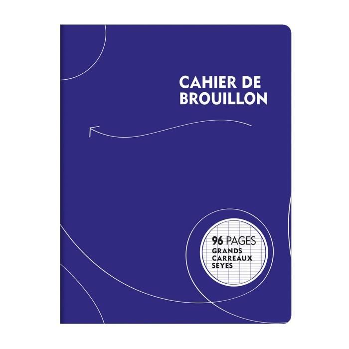 1ER PRIX Cahier de Brouillon piqure 96 pages - 170 x 220 mm - Seyes papier Desencre 60 g