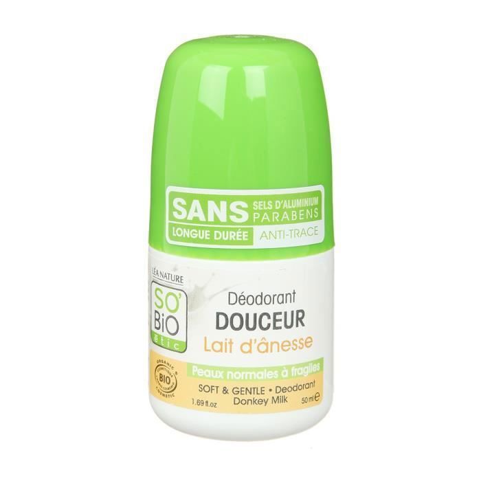 SOBIO Déodorant bille à la poudre de bambou - Bio - 50 ml - Peaux sensibles