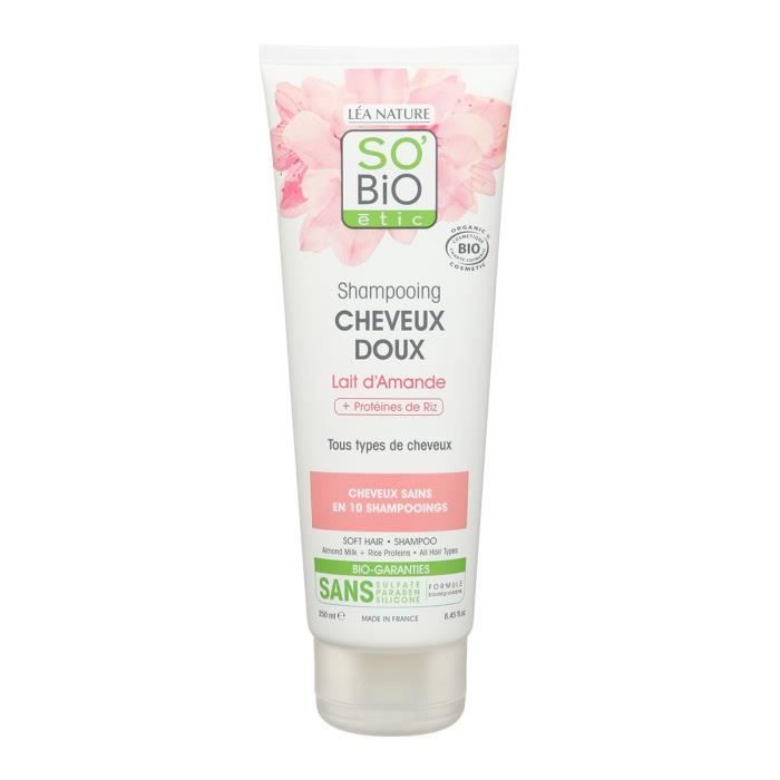 SOBIO Shampoing cheveux doux - Lait d'amande et protéines de riz - Bio - 250ml