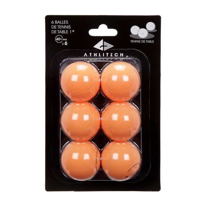 ATHLI-TECH Lot de 6 balles de tennis de table Unique - Orange
