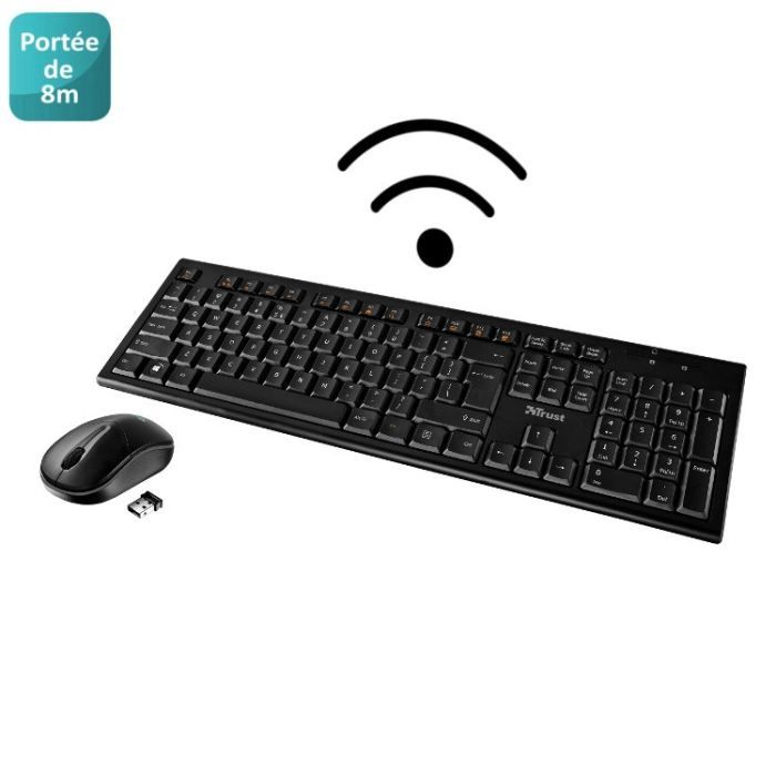 Trust pack clavier + souris Nola sans fil