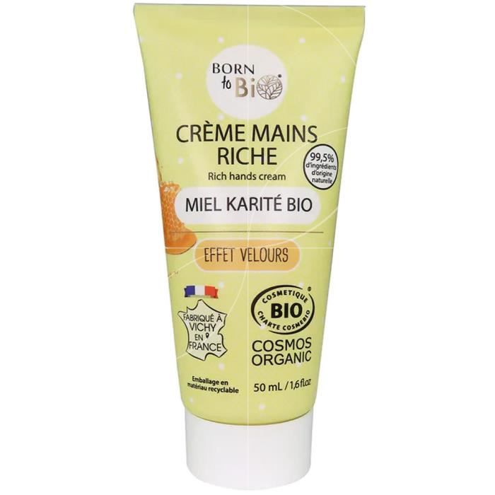 Born to Bio - Crème mains Riche miel karité bio - 50ml - cosmetique Bio