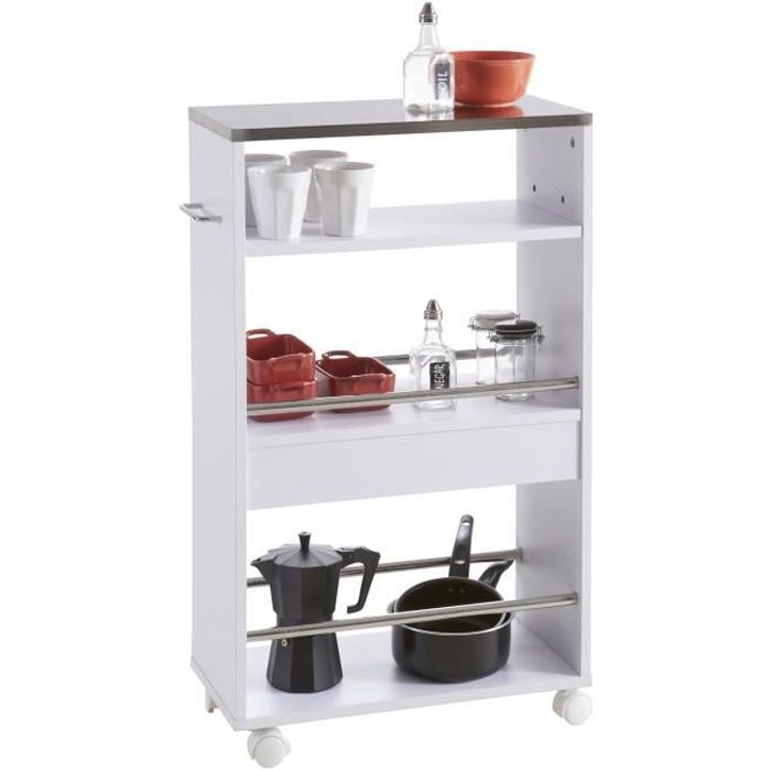 DEMEYERE Desserte de cuisine L 50 cm - Blanc laqué brillant - COFFEE