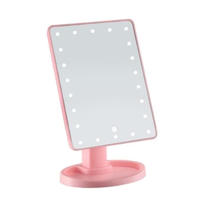MSD 22 LED Miroir de Maquillage Vanité Rotation à 360° Cosmétique Femme écran Tactil Rose