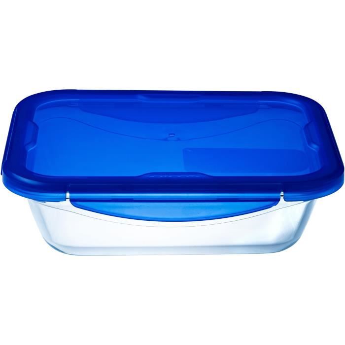 PYREX COOK&GO Plat de conservation rectangulaire 3,3l 30x23cm + Couvercle bleu