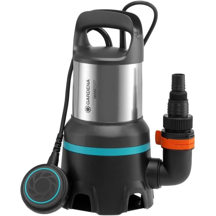 Pompe d'évacuation eau chargée GARDENA 16000 - 450W - Débit max 16000l/h & pression max 0.7bar - Garantie 5 ans