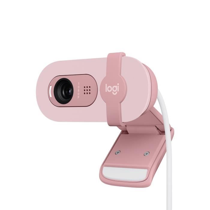 Webcam Logitech Brio 100 Webcam Full HD avec confidentialité, Correction automatique de l''éclairage, USB-A - Rose