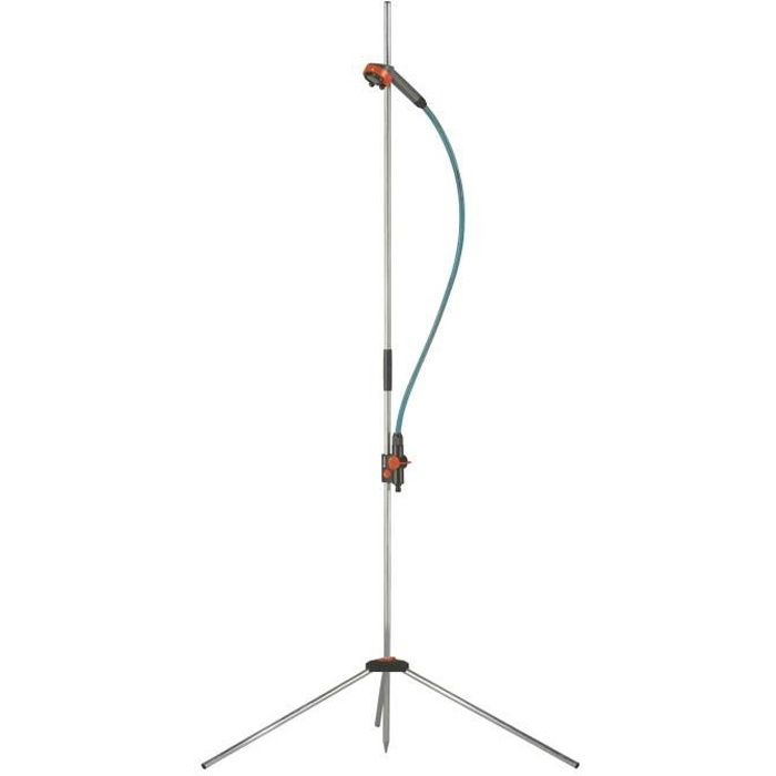 GARDENA Douche de jardin trio – Hauteur totale 220cm – Trépied intégré – Jet de brume & jet diffus – Pommeau amovible – (960-20)