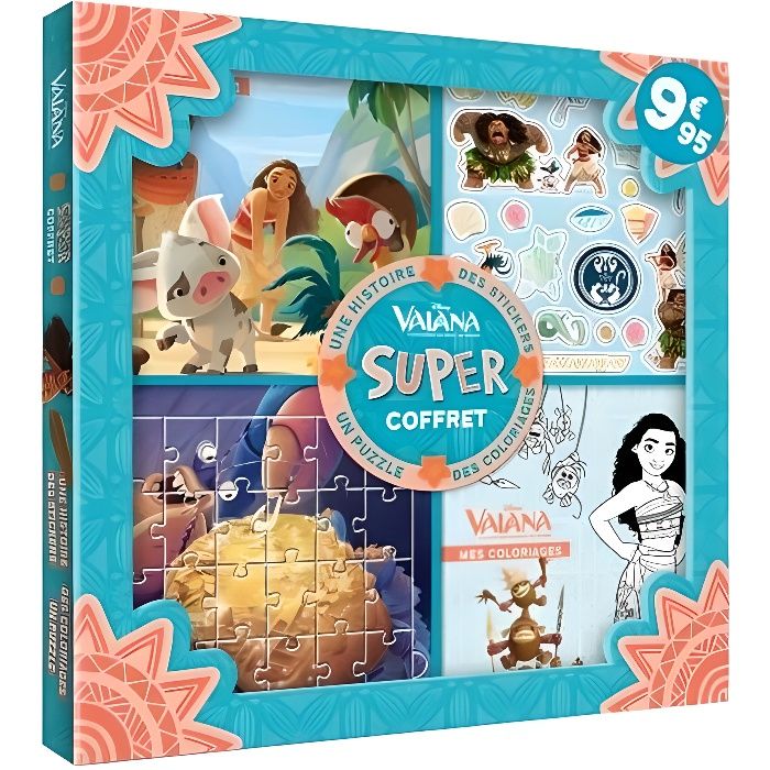Super coffret Vaiana. Contient 1 histoire, 1 puzzle, des stickers et des coloriages