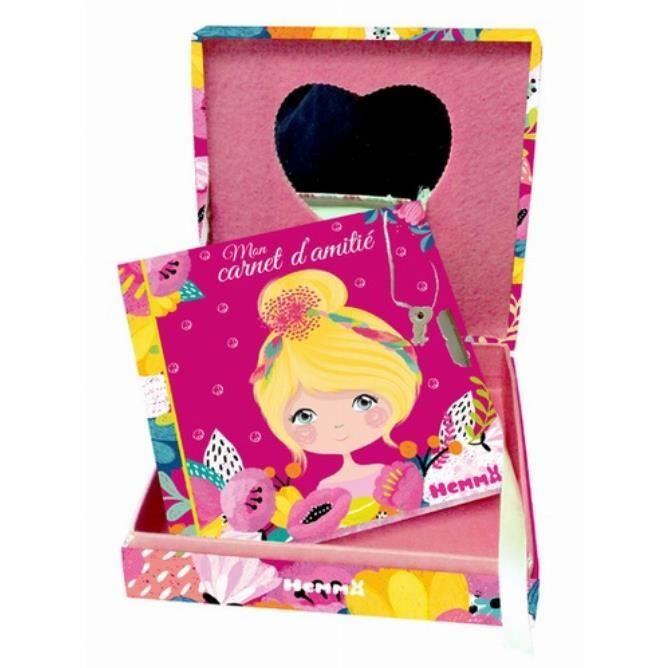 Mon coffret secret Girly. Une jolie boîte avec miroir et un carnet d'amitié avec cadenas + 2 clefs