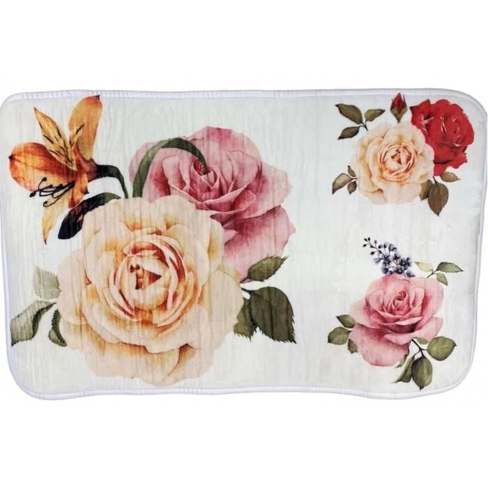 Tapis de bain absorbant antiderapant fleur rosa bathlux 45X75cm