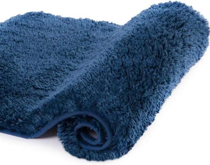Tapis de Bain Microfibre Antidérapant Bleu Foncé Bathlux 45x75cm
