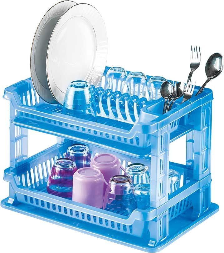 DOUBLE DECKER DISH RACK  (MIXED COLORS)