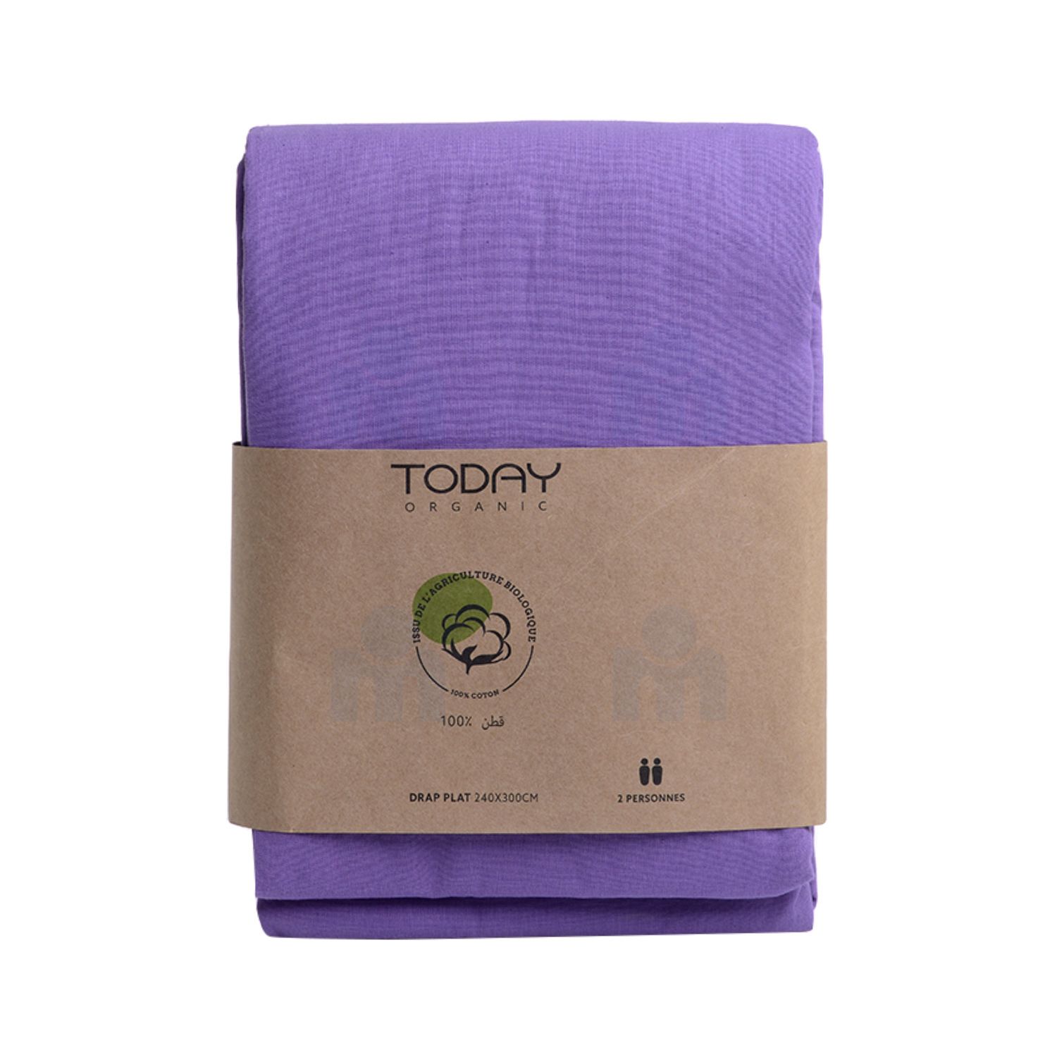 Drap plat coton bio 57 fils 240x300cm figue x1 pièce - TODAY