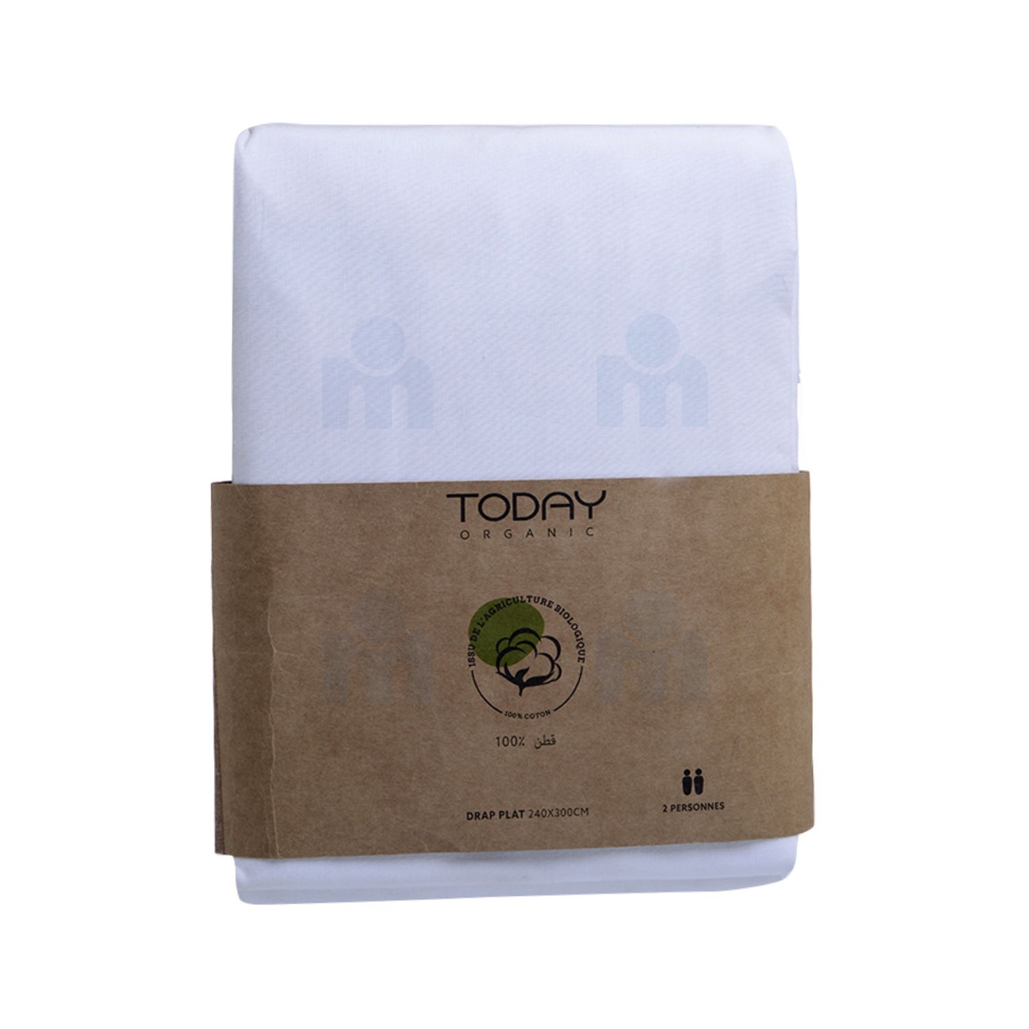 Drap plat coton bio 57 fils 240x300cm blanc x1 pièce - TODAY
