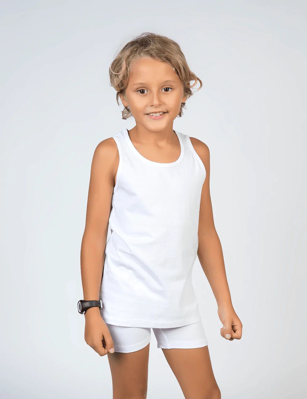 Débardeur - PARTNER'S - Garçon - 100% Coton - Blanc - Coupe Regular