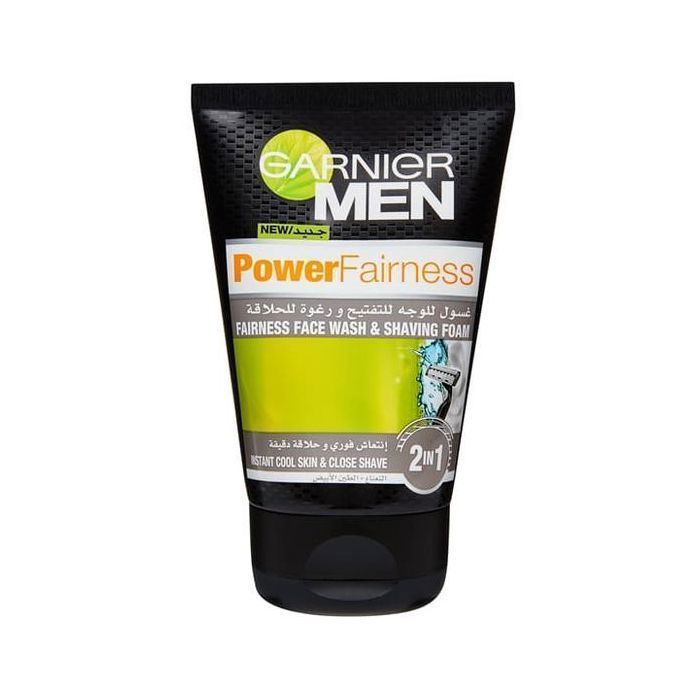 Garnier Men - Mousse à raser & gel nettoyant PowerFairness éclaircissant à la menthe et l'argile blanche 100 ml
