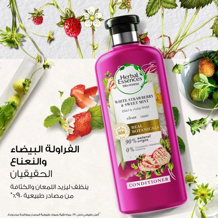 Herbal Essences Après-Shampoing Nettoyant Fraise Blanche et Menthe Douce - 400ml