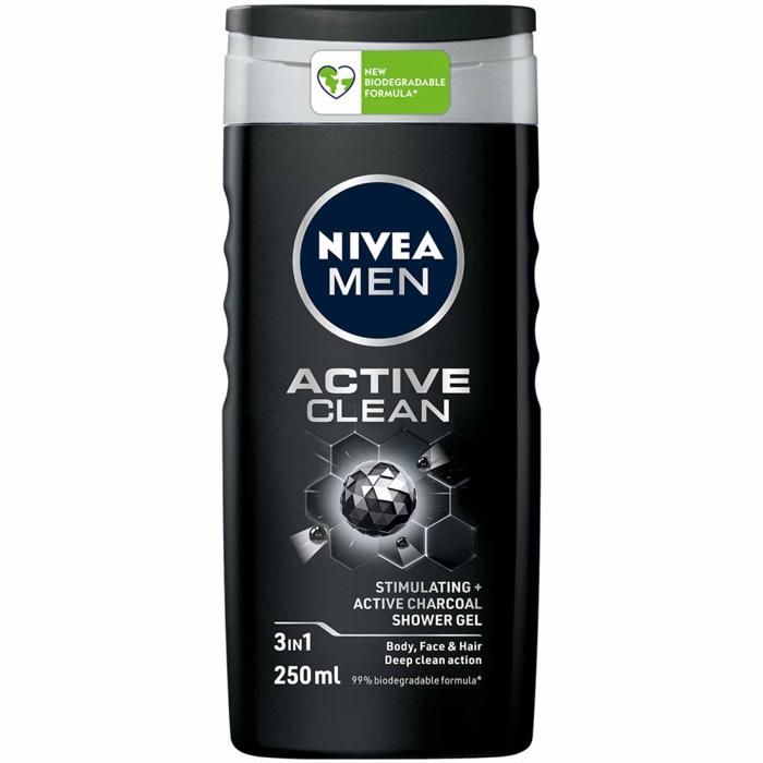 NIVEA MEN, Gel douche 3en1 Active Clean, 250ml