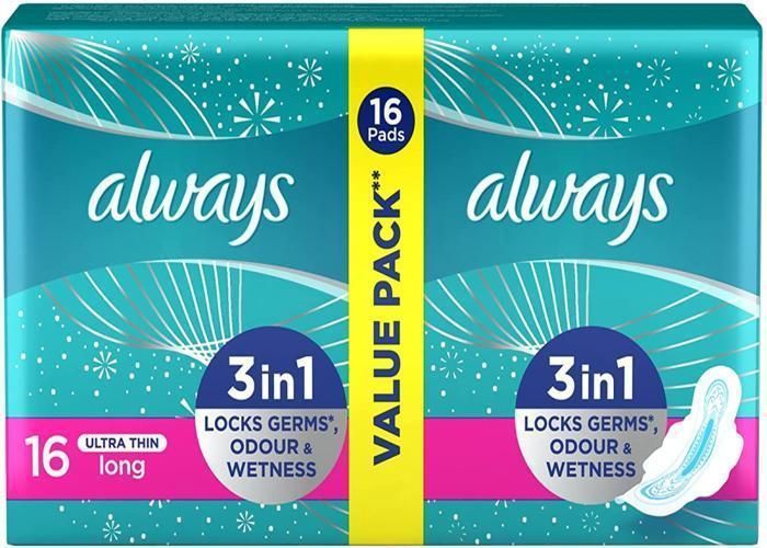 Always Serviettes Hygiéniques Ultra Fine 3en1 Long - 16 unités