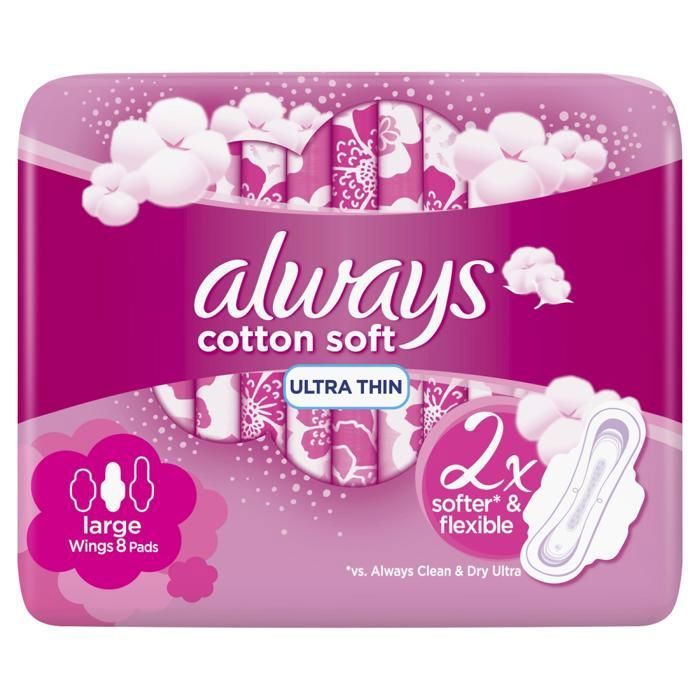 Serviettes hygiéniques cottony soft large x8 - ALWAYS