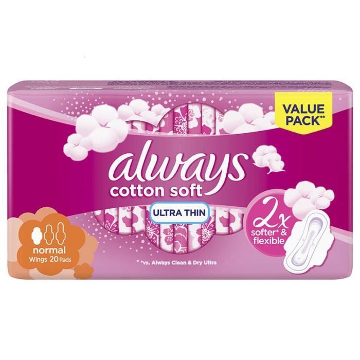 Serviettes hygiéniques normales cotton soft x20 - ALWAYS