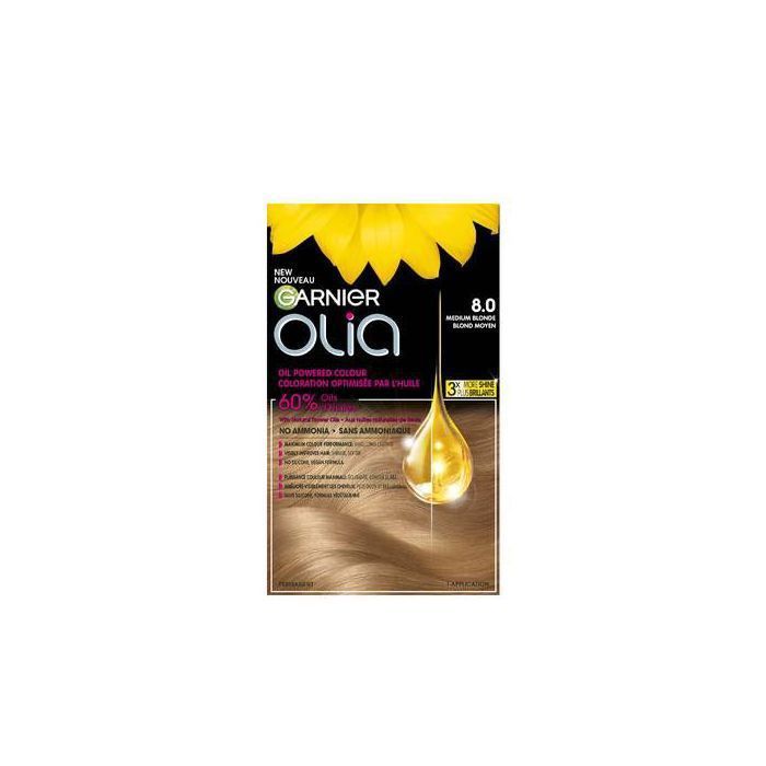 Coloration permanente - Garnier - Olia 8.0 - Blond moyen - Non gras - 100% couverture cheveux blancs