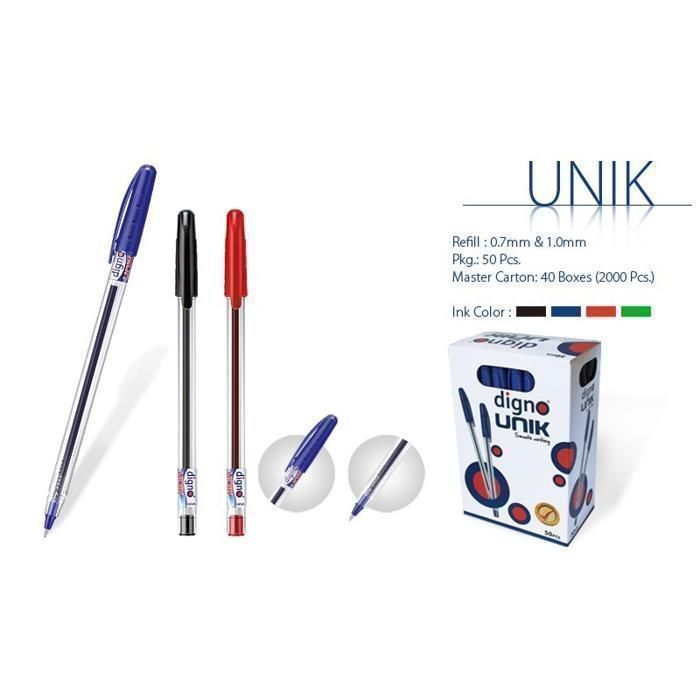 Stylo à bille DIGNO UNIK WHITE noir en boite de 50 unités