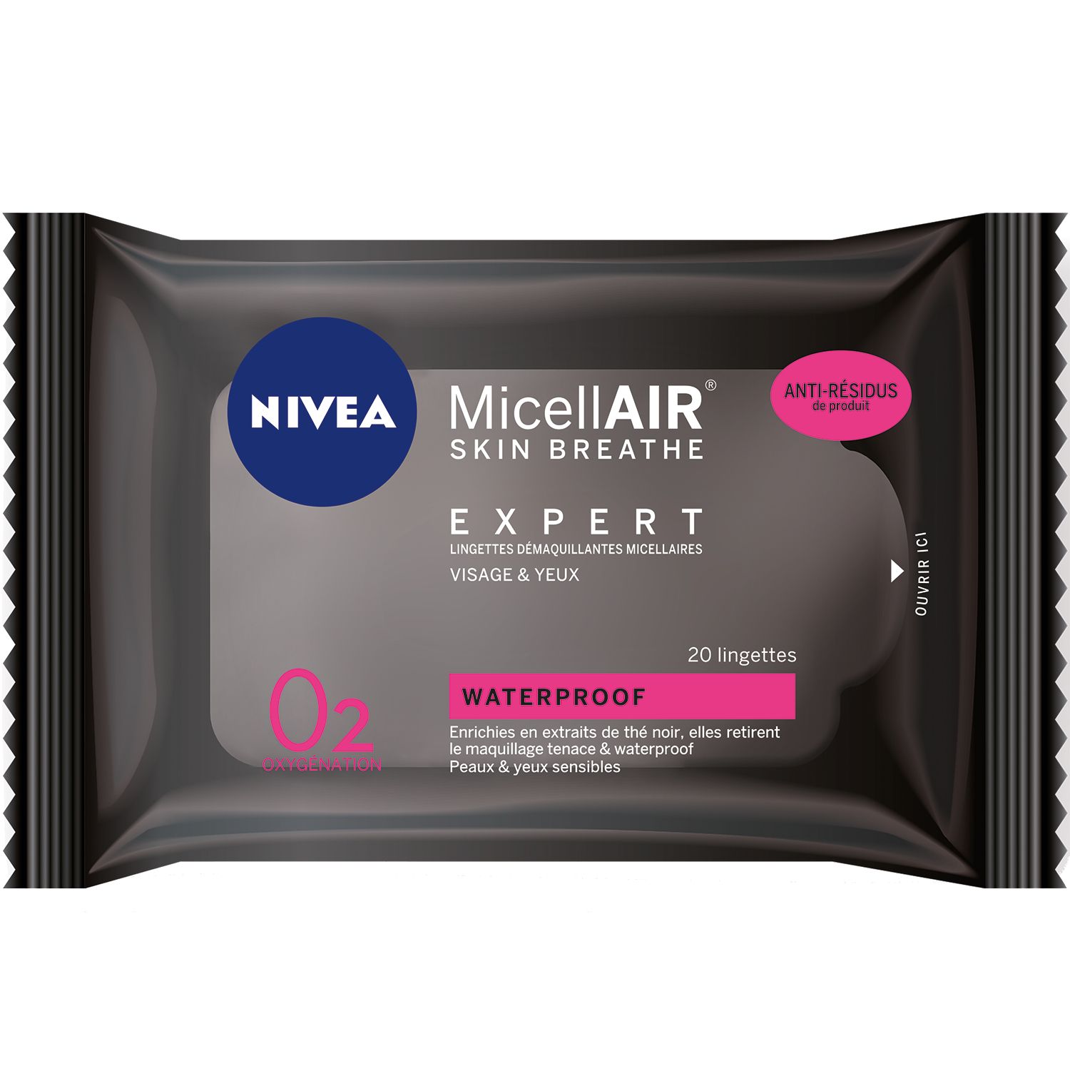 NIVEA, Lingettes Démaquillantes Micellaires Expert Waterproof, 25 pcs