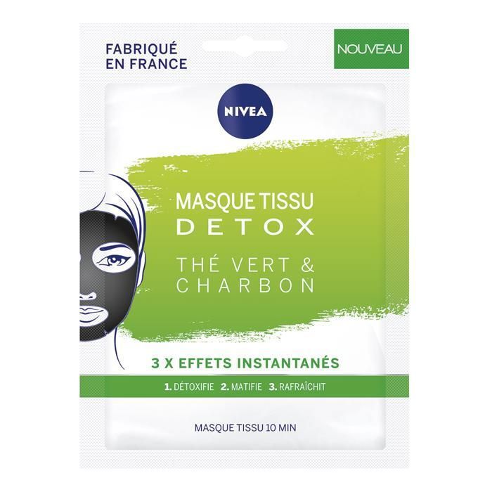 NIVEA, Masque Tissu Hydratant Charbon & Thé Vert, 1 masque