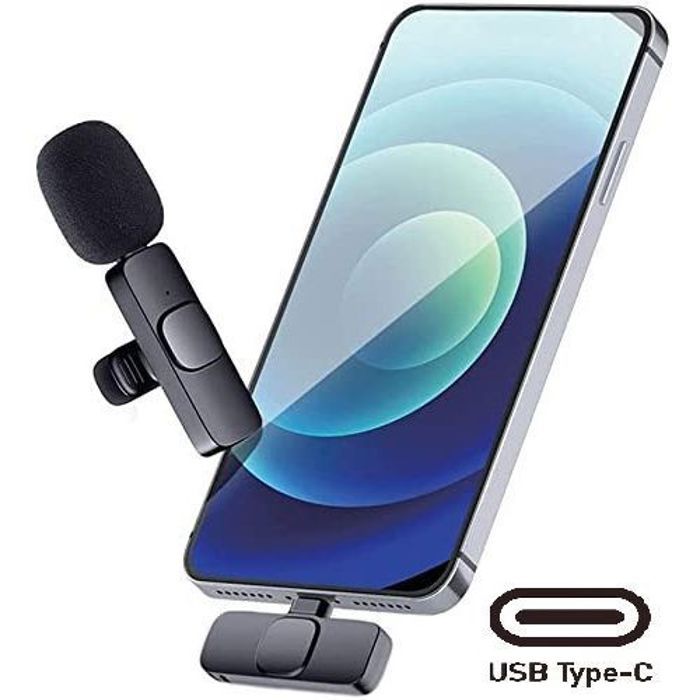 K8 - Microphone Cravate sans fil ,pour Android Type-C