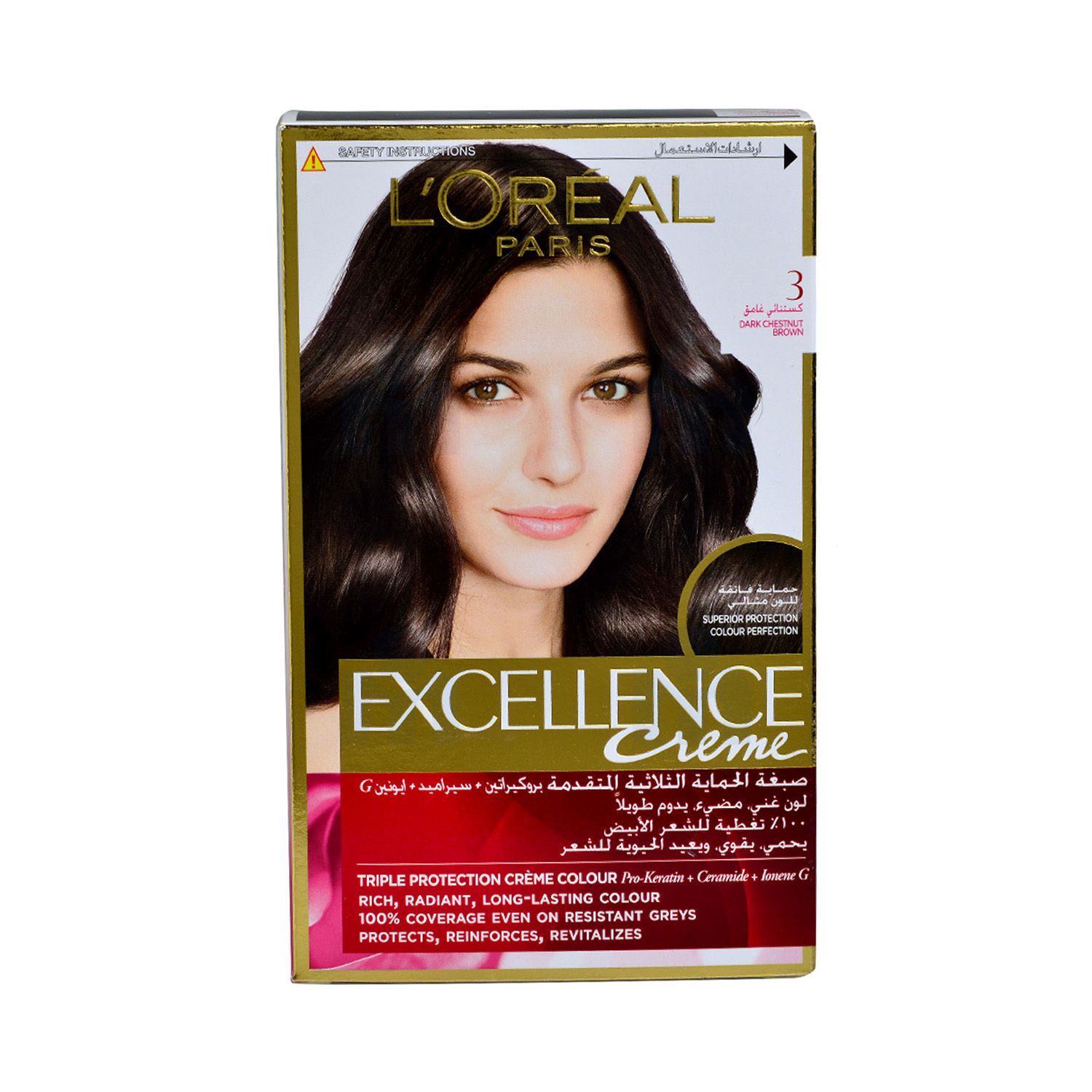 L'Oréal Paris Excellence -  Crème coloration permanente Triple Soin   3 CHATAIN FONCE