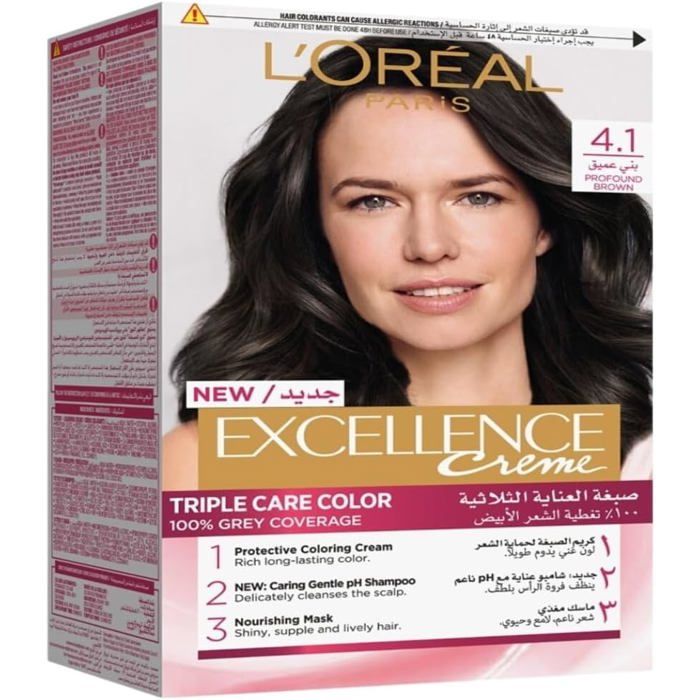 L'Oréal Paris Excellence -  Crème coloration permanente Triple Soin   4.1 BRUN PROFOND