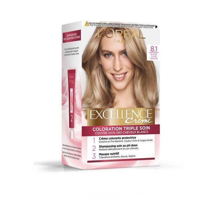 L'Oréal Paris Excellence - Crème coloration permanente Triple Soin 8.1 BLOND CLAIR CENDRE