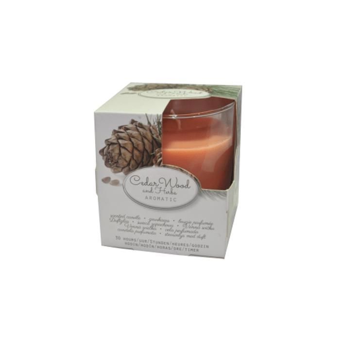 BOUGIE CEDAR WOOD POT EN VERRE AROMATISE 8X9 CM