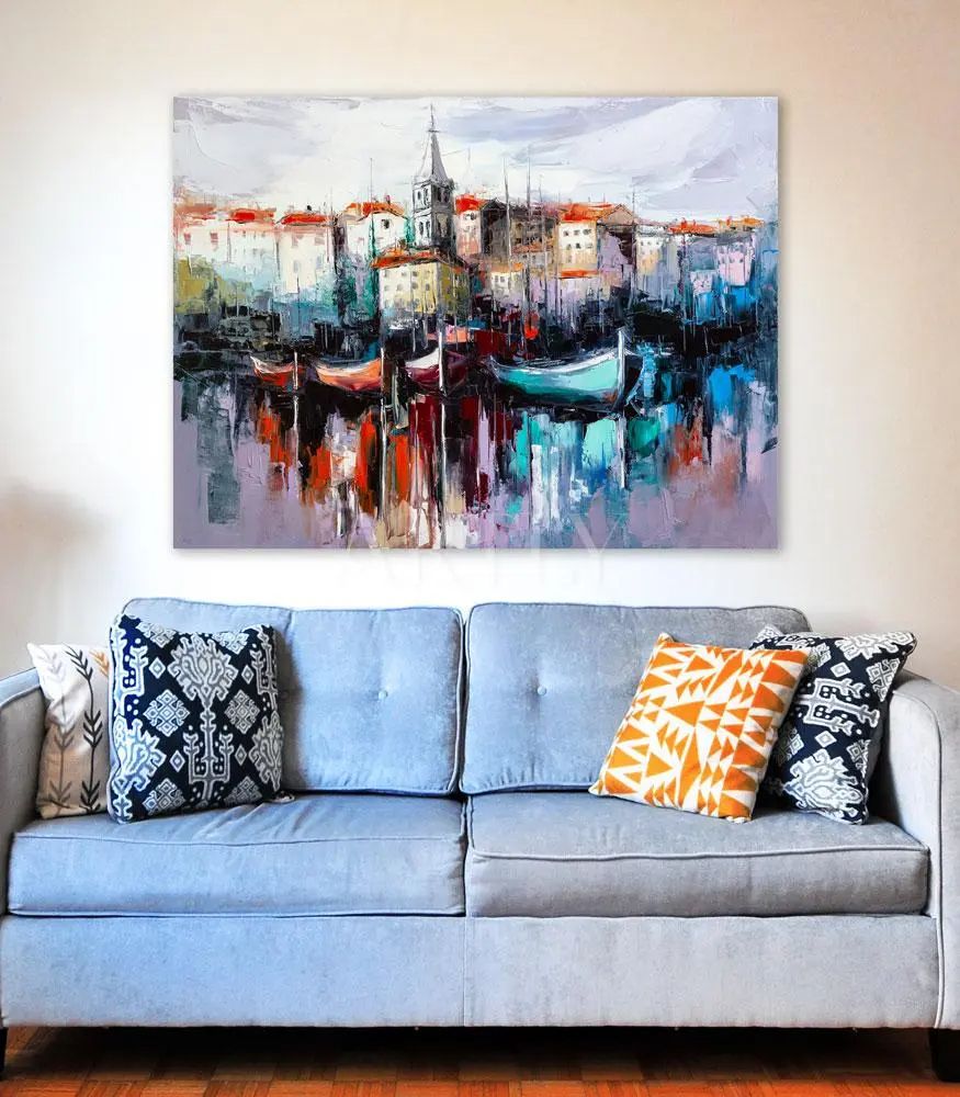 Tableau décoratif Marina de Rovinj L100 x H65 cm imprimé sur bâche enduite