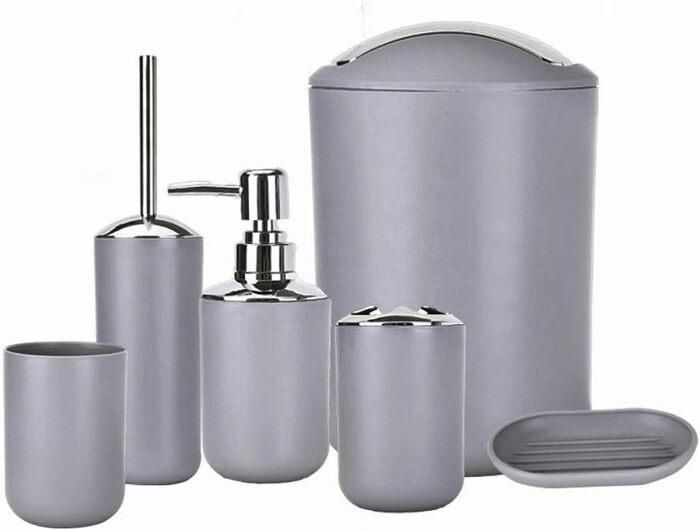 Ensemble de salle de bain en plastique 6pcs couleur unie