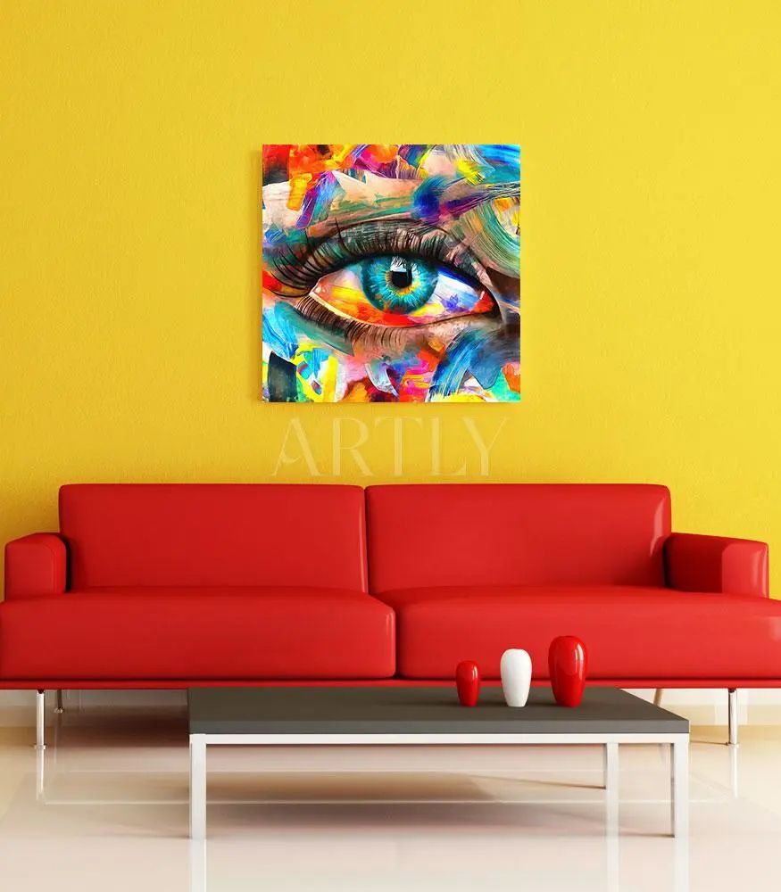 Tableau décoratif Colorful Eye L100 x H100 cm imprimé sur bâche enduite