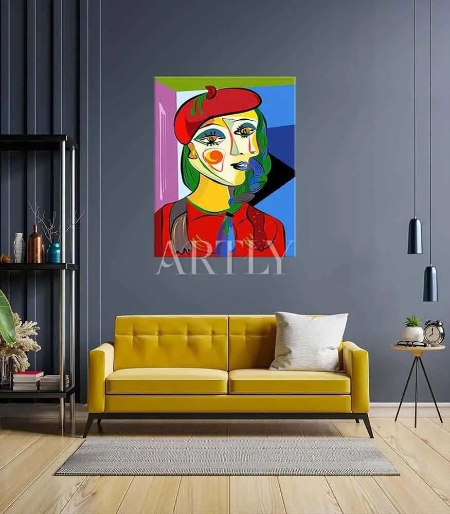 Tableau décoratif Red hat woman L40 x H60 cm imprimé sur bâche enduite