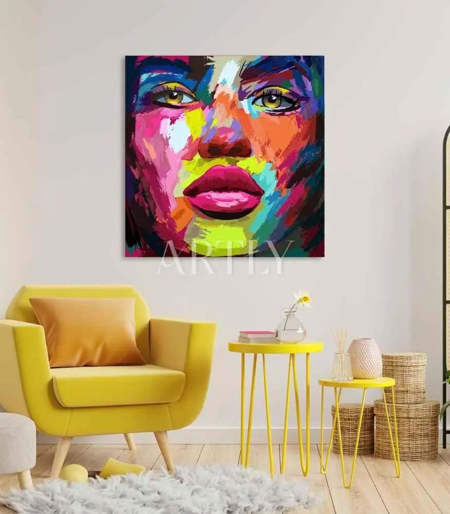Tableau décoratif Colorful face L60 x H60 cm imprimé sur canvas en toile artistique