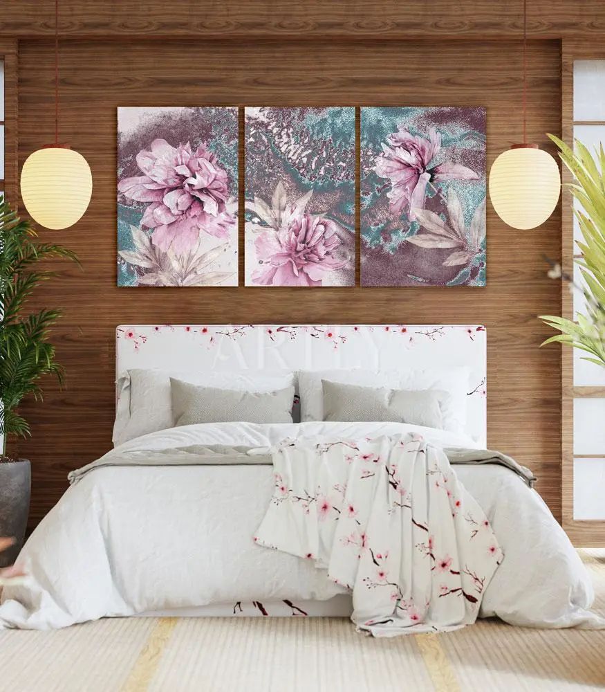 Tableau décoratif Drowning Roses L40 x H60 cm de 3 panneaux imprimé sur bâche enduite