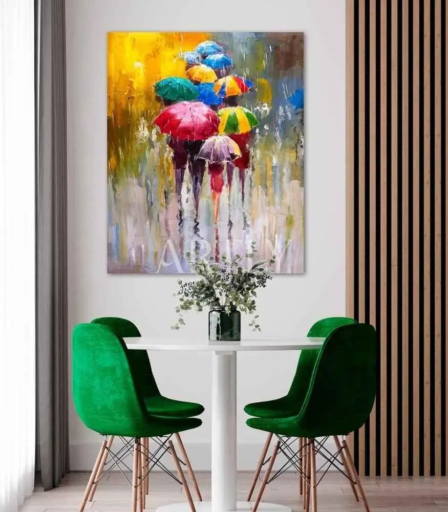 Tableau décoratif Colorful umbrellas L40 x H60 cm imprimé sur bâche enduite