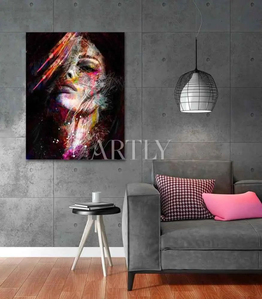 Tableau décoratif Portait abstrait L40 x H60 cm imprimé sur bâche enduite