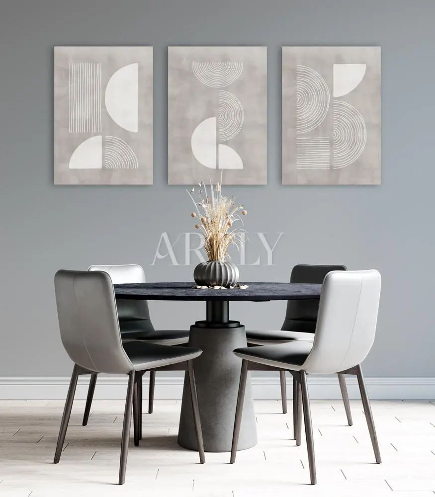 Tableau décoratif Demi-cercles triptyque L40 x H60 cm de 3 panneaux imprimé sur bâche enduite