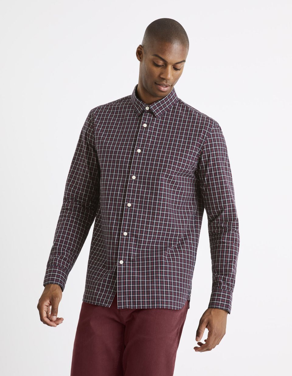 Chemise regular à carreaux 100% coton