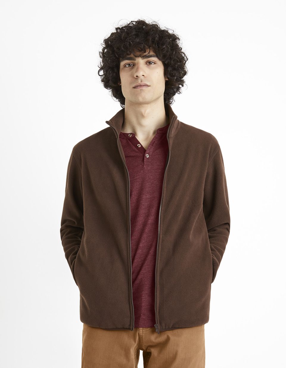 Sweat polaire zippé col montant