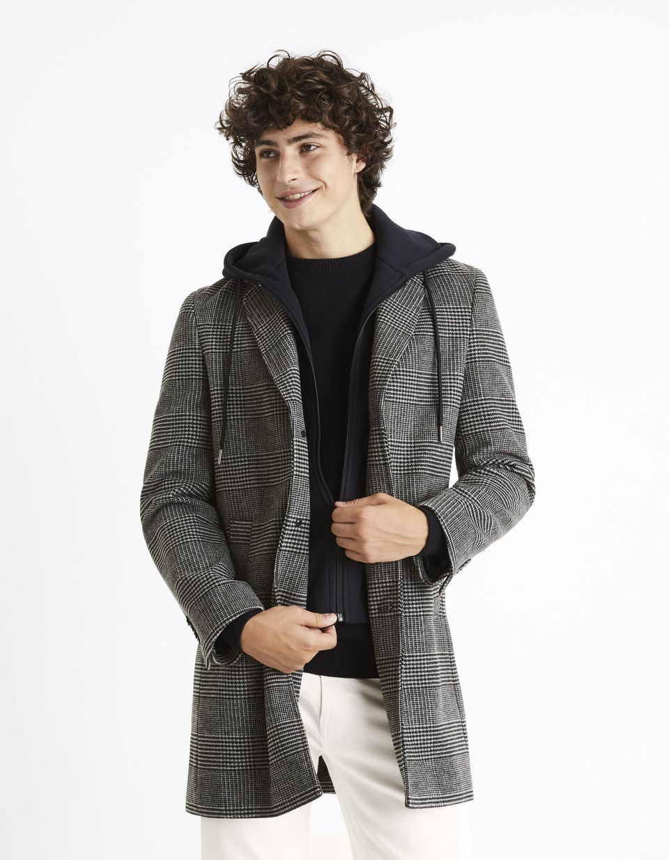 Manteau homme mélange à carreaux