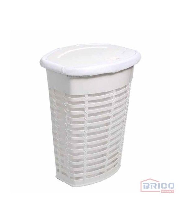 Panier à linge avec tissu - blanc