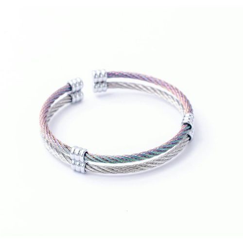 Bracelet Câble double 100% Acier Multicolore + Boite cadeau
