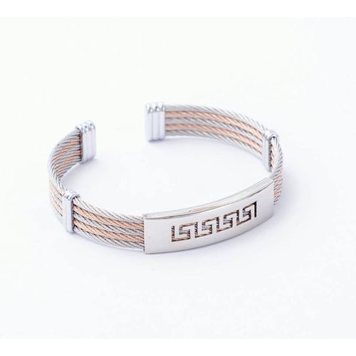 Bracelet Dafni 100% Acier Argent-Bronze + Boite cadeau